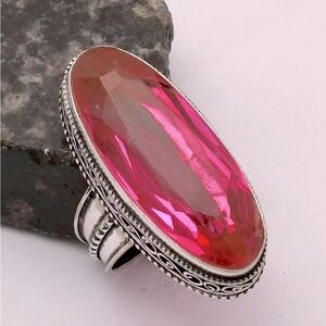 Rose Pink Quartz Antique Design Ring